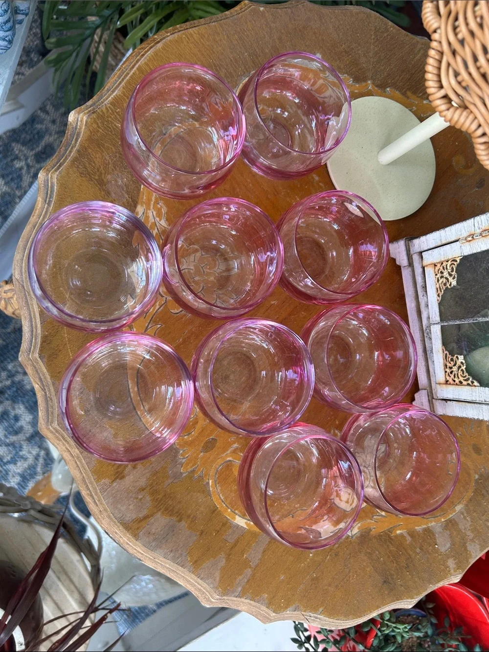 Vintage Gradient Cranberry Roly Poly Cocktail Glasses